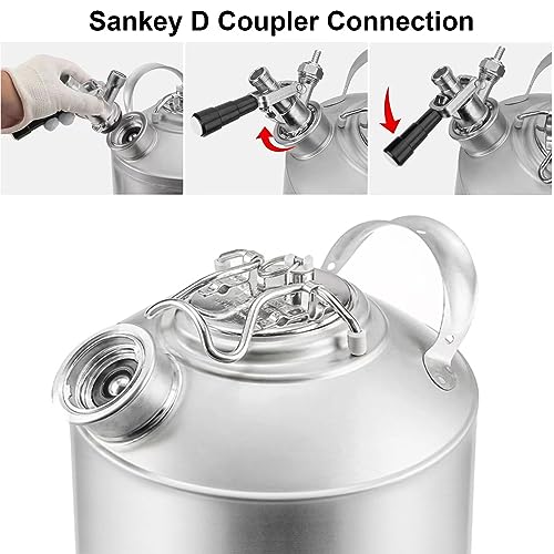 1.6 Gallon Cleaning Keg with D System Sankey Ports, Wash Out Keg with Rubber Base for Beer Lines Cleaning | D System Sankey Ports;Cleaning Keg - size: 1.6 Gallon