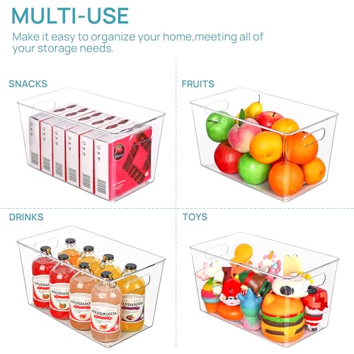 Vtopmart 6 Pack Clear Plastic Storage Bins, Pantry Organizer Containers with Handle for Refrigerator, Fridge, Cabinet, Kitchen, Countertops, Cupboard, Home Organization and Storage, XL - size: XL(13"×7.4"×7")