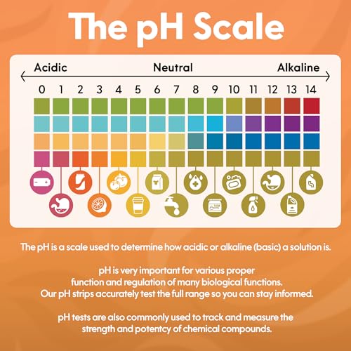 pH Test Strips - 200 Litmus Paper pH Test Strips for Urine and Saliva Level Testing (PHUNIV) - 0 to 14 Universal Plastic pH Strips Drinking Water, Kombucha, Pool, Spa, Hotub, Soap, & Urine and Saliva