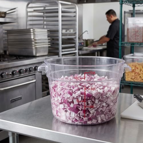 TrueCraftware- 12 Quart Clear Round Food Storage Container Polycarbonate- Commercial Reusable Food Container Canister with Measurement Markings for Meal Prep Pantry Kitchen - size: 12 Quart
