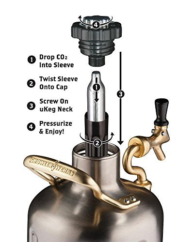 GrowlerWerks uKeg Carbonated Growler, 64 oz, Black Chrome - color: Black Chrome, size: 64 Ounces