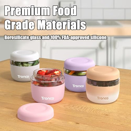 Tronco 24 oz Glass Lunch Bowl Container with Lid, Reusable Glass Food Container for Salad, Snack,Yogurt, Soup Food Storage, Meal Prep, Airtight, Leak & Spill Proof, Dishwasher Safe, BPA-Free, Set of 1 | Leak & Spill Proof Meal Prep Container & Food Storag