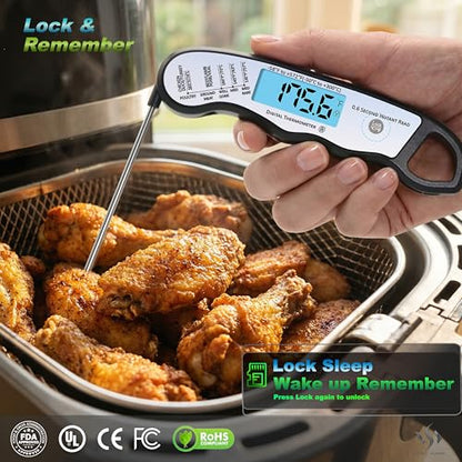 2 pcs 0.6S Instant Read Digital Meat Thermometer Probe/Pen，Factory‑Calibrated/Waterproof/Backlit/Magnetic/Flip Display/Motion Sensor:Outdoor BBQ, Barbecue Grilling, Smoking, Oven, Baking, Oil,