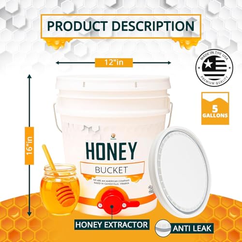 Honey Bucket 5 Gallon Bucket with Spigot Extractor Equipment Food-Grade PP 20L Capacity + Honey Strainer Filter Honey Filter 2 Piece Honey Double Strainer Honey Extractor Equipment Stainless Steel - style: Strainer Filter + Bucket