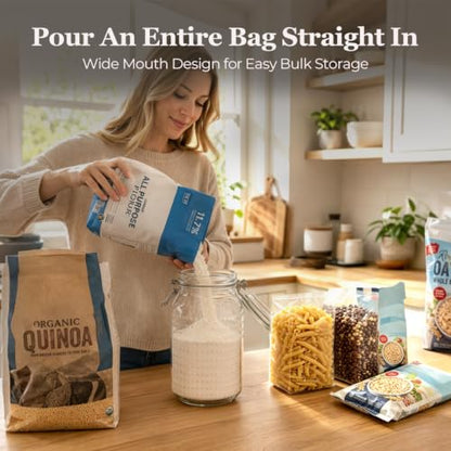 ComSaf Tall Glass Pantry Jars with Airtight Lids 71 oz 3 Pack Wide Mouth | Flour sugar cereal, Pasta pet food, Pantry organization, Cabinet organization, Countertop storage, Sourdough pickling - size: 71 fl oz/3pcs