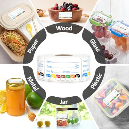 500 Pcs 1 inch X 2 inch Restaurant Quality Shelf Life Food Rotation Labels, Self-Adhesive Removable for Reusable Containers, Food Safety Date Sticker, Leftover Labels (1 * 2in-500pc-Blue5) - style: 1Roll-Blue