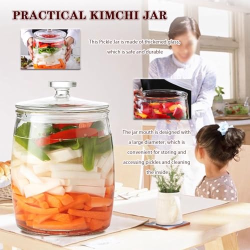 Wide-Mouth Sealed Glass Kimchi Jar, Large-Capacity Kitchen Fermentation Tank, Chinese Transparent Pickling Crock, Beans, Wine(9.5kg/335.1oz) - size: 9.5kg/335.1oz