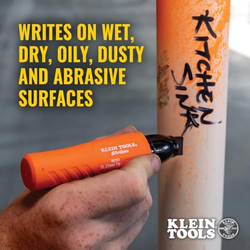 Klein Tools 86103 Skribes XL Permanent Marker, Chisel Tip, Professional-Grade Ink, Multi-Surface Jobsite Marker for Wet, Dry and Oily Surfaces, Black