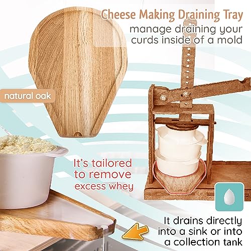 Cheesemaking Draining Tray Natural Oak Drip Tray Small 6,8" x 9,8" - Cheese Makers