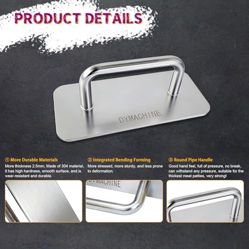 Stainless Steel Burger Press,9 Inch Smash Burger Press,2.5mm Non-Stick Smooth Smasher,Square Grill Weight Press, Griddle Press Kitchen Stuff,For Cooking Beef Bacon Steak - size: 9'*4.3' Square