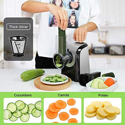 Electric Cheese Grater and Slicer Shredder for Kitchen, 150W 5 Cones | Salad Maker Grates slices shreds cheese vegetables fruits nuts,for salad pizza soup,5 stainless steel cones,one-touch control