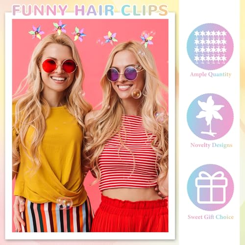 30 Pcs Bean Sprout Hair Clips Rave Mixed Style Plant Hairpins Hair Accessories for Party Irish(Windmill) - style: Windmill
