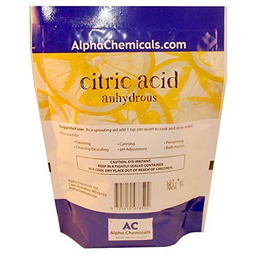 Alpha Chemicals Non-GMO Project Verified Citric Acid - 1 Pound – Organic - size: 1 Pound (Pack of 1)