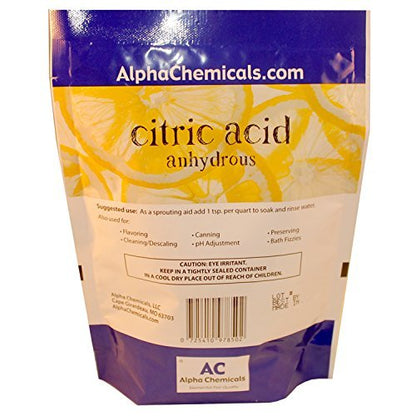 Alpha Chemicals Non-GMO Project Verified Citric Acid - 1 Pound – Organic - size: 1 Pound (Pack of 1)