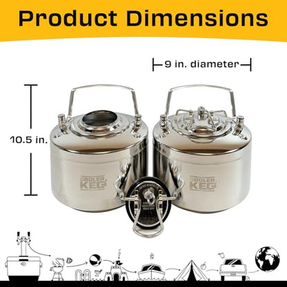 Refillable Keg Set - 3.5 gallon combined capacity, Stainless Steel Kegs for Beer, Cocktails, Mixed Drinks, Cider, Seltzer, Ball Lock, Quick Disconnects 1.75 gal or 6.5 liters or 228 oz each - size: Pair - 3.5 gallons