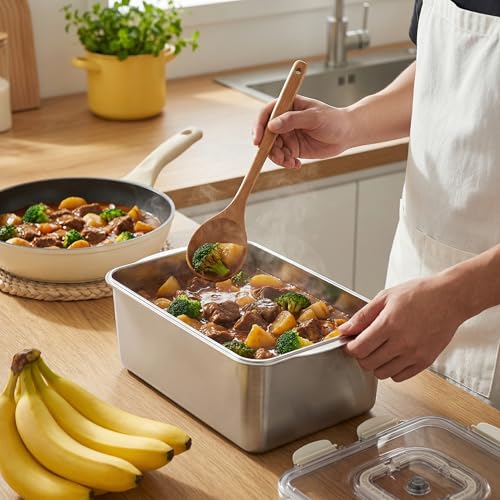 Extra Large 304 Stainless Steel Food Storage Containers with Airtight Lids – 7L/240oz Meal Prep Container for Roasting Turkey,Bread, Fruits – Oven Safe, BPA‑Free, Dishwasher Safe - size: 7000ml Only