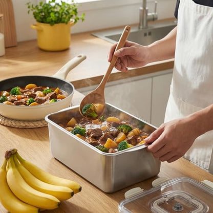 Extra Large 304 Stainless Steel Food Storage Containers with Airtight Lids – 7L/240oz Meal Prep Container for Roasting Turkey,Bread, Fruits – Oven Safe, BPA‑Free, Dishwasher Safe - size: 7000ml Only