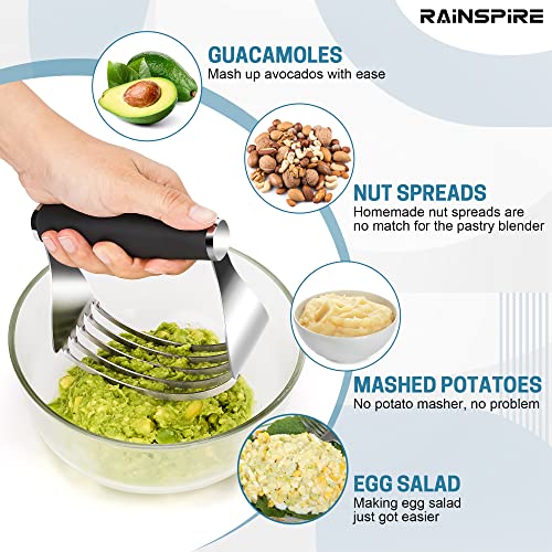 Rainspire XL Pastry Cutter For Baking, Heavy Duty Pastry Blender Stainless Steel, Thick Sharp Blades Dough Blender, Dough Cutter Butter Cutter Pastry for Easy Mixing, Dishwasher Safe (Black) - color: Black