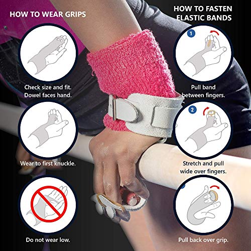 US Glove Integrity Women RKO Uneven Bar Grips - Women's Gymnastics Leather Grips for Vault & Weightlifting - Made in USA - size: 00 (5 5/8"), style: Hook & Loop
