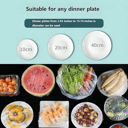 100Pcs Disposable Food Containers Disposable Stretchable Bowl Covers Universal Kitchen Wrap Seal Bags for Food Storage Bread Proofing and Outdoor Picnics (14-35cm Stretchable)