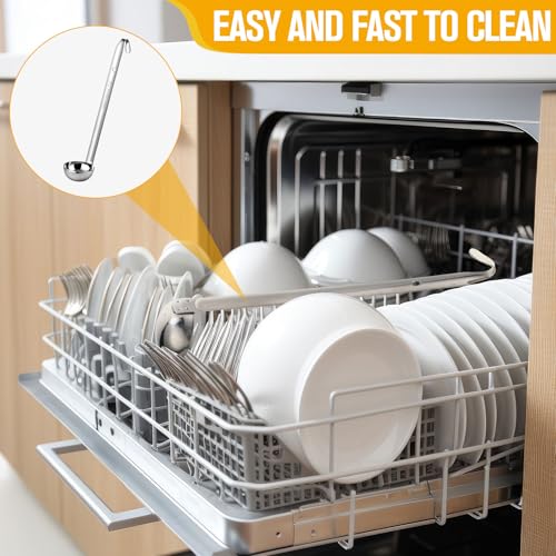 meekoo 1 Pieces Stainless Steel Ladle Soup Handle Ladle with Pouring Rim for Kitchen Cooking Soup Sauce (1 oz) - size: 1 oz