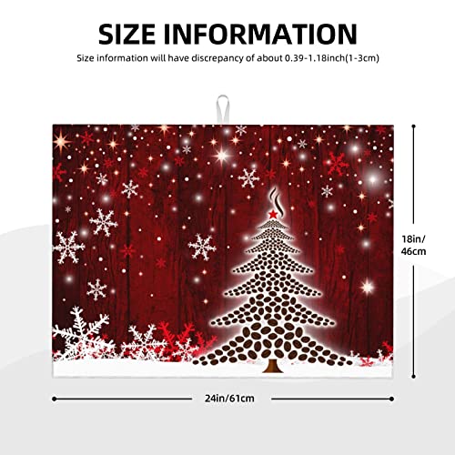 Large Dish Drying Mats For Kitchen Counter Microfiber Kitchen Drying Mat XL Draining Pad Absorbent Quick Drying Dish Mat 18x24 Inch - Christmas Tree - color: Christmas tree