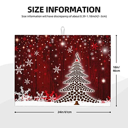 Large Dish Drying Mats For Kitchen Counter Microfiber Kitchen Drying Mat XL Draining Pad Absorbent Quick Drying Dish Mat 18x24 Inch - Christmas Tree - color: Christmas tree