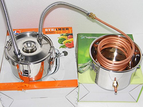 OLizee® 8 Gal Stainless Steel Water Alcohol Distiller Copper Tube 30L Still Spirits Boiler Home Brewing Kit with Thumper Keg