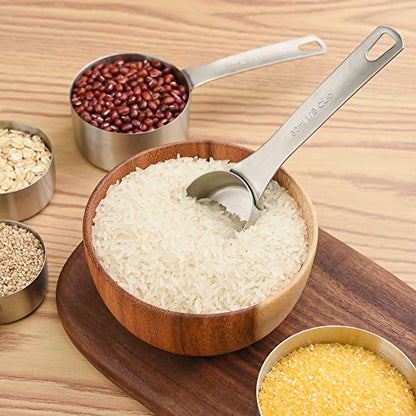 Measuring Cups Set, 18/8 Stainless Steel Measuring Cups for Dry & Liquid, Metal Measure Cups With Bonus Magnetic Conversion Chart for Kitchen & Baking - size: A: 8cups