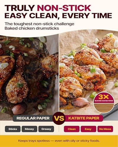 Katbite Parchment Paper Sheets Heavy Duty, 18x26 Inches 100 PCS Precut Baking Parchment, Unbleached, Non-stick, Non-toxic, Extra Strong, Flat Baking Paper for Oven, Cooking, Grilling, Air Fryer - color: 18"x26"-100
