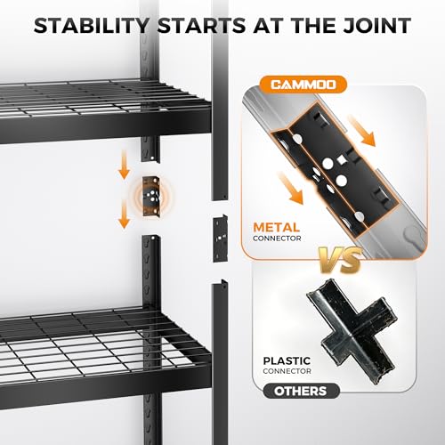 CAMMOO 40''W Storage Shelves, 3200LBS Metal Garage Shelving Unit with Magnetic Lable, Upgraded Structure, Solid Steel, Heavy Duty Adjustable 4 Tier Wire Shelf for Basement, Kitchen, 40"W x 20"D x 60"H - size: 40"W x 20"D x 60"H