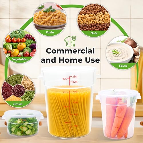 BIEAMA 4 Pack 8 Qt Round Food Storage Containers with Lids, Translucent PP | Include lids, labels, measuring cups and containers with capacity markings for food prep, pantry storage and dough proofing. - color: 8Qt Round-4 Pack