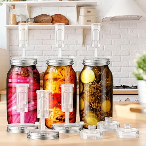 Honeydak 4 Pack Fermentation Kit, 68 oz Fermentation Jars with Fermenting Weights and Airlocks, Stainless Steel Lids, Pickle Jar for Sauerkraut, Vegetables and Other Fermented Foods - size: 68 oz
