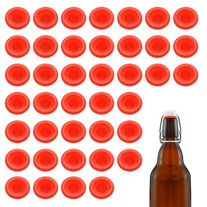 40 PCS Silicone Gaskets Washers Seals for Swing Flip Top Bottles, Replacement Caps Sealing Rings, Airtight Leakproof for Home Brew Beer, Soda, Beverage Bottles (Red Cap Full Cover) - color: Red Cap Full Cover