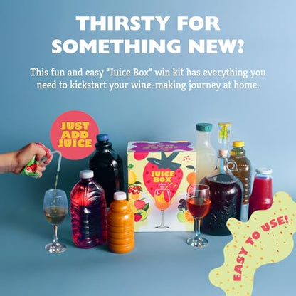 Craft A Brew - Juice Box - A Fruit Wine Making Kit - Easy for Beginners - At Home Wine Making Kit - Includes Ingredients & Reusable Equipment - Use Any Fruit Juice or Lemonade - Makes 1-Gal Batch - style: Juice Box Wine Making Kit