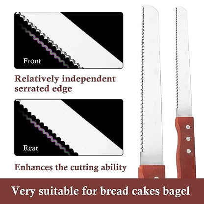 Bread Knife, Stainless Steel Serrated Bread Knife for Homemade Bread, Cakes & Bagels, 10 Inch Kitchens Knifes Saw Breads Cutter, Bagel Sourdough Slicer Knifes with Wooden Handle