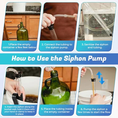 LemonRoad Wine Siphon Kit, Siphon for Wine Makings with 14'' Auto Pump, 6 Ft Tubing, Cleaning Brush, Clamp for Small Batch Beer Kombucha Mead Home Brewing Equipment