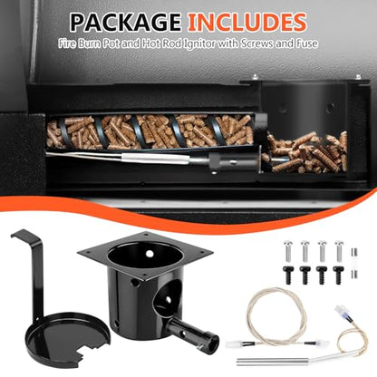 Fire Burn Pot and D2 Hot Rod Ignitor Kit for Traeger Pro 575 & 780, Ironwood 650 & 885, Silverton 620 & 810 Wood Pellet Grills with D2 Direct Drive and WiFIRE Technology, Porcelain-Enameled Fire Pit - size: Fire Burn Pot + D2 Hot Rod Ignitor