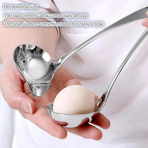 Comicfs 2 Pack Gravy Ladle, 18/10 Stainless Steel Soup Ladle, Small Soup Spoon, Sauce Ladles, Small Serving Ladles for Stirring, Mirror finished Soup Spoon and Dishwasher Safe, 8-Inch - color: 2-Piece Soup Ladle