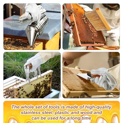30 Pcs Beekeeping Starter Kit Bees Keeper Starting Kit All Bee Suit Gloves Hive Boxes Storage Bag Beekeeper Supplies Tools for Beekeepers Men Women(S) - size: S