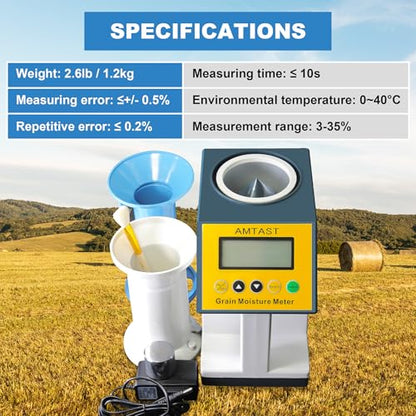 Grain Moisture Meter High Precision Grain Moisture Tester with Temperature Compensation Seed Moisture Meter for 24 Grains including Wheat, Soybean, Coffee and More - color: Test 24 Grains