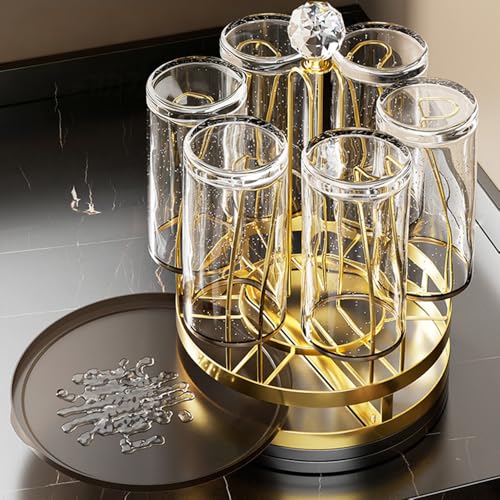 Rotating Mug Cup Drying Rack Stand Drinking Glass Cup Holder Organizer for Home Kitchen (Crystal Style)