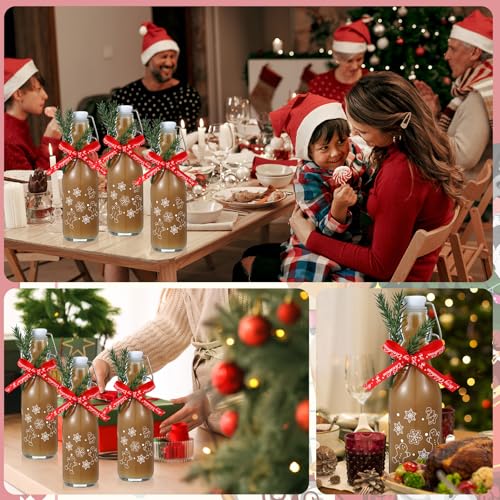 Sieral 12 Pack Christmas Swing Top Glass Bottle 8oz Gingerbread Man Clear Flip Top Beer Brewing Bottles with Ribbon and Artificial Branches for Liquids Wine Christmas Xmas Gifts - style: Gingerbread Man