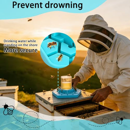 2Pcs Bee Watering Station for Mason Jar, Silicone Bee Feeder for Outside Garden, Anti-Drowning Hive Feeder Compatible with Regular & Wide Mouth Canning Jars, Beekeeping Supplies for Backyard