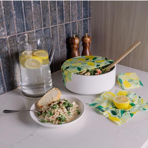 Bee's Wrap - Limited Edition - Beeswax Wraps for Food - 3 Pack of Assorted Beeswax Wraps - Small, Medium & Large Wrap - Plastic Free Made in USA Reusable Natural Food Wrap - Fresh Squeeze Print - style: 3 Pack (Fresh Squeeze)
