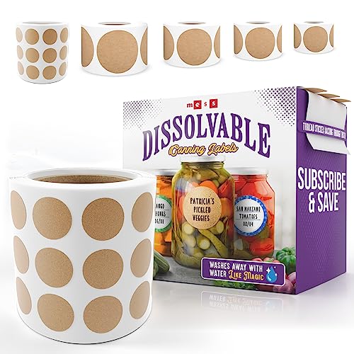 MESS Dissolvable Canning Labels for Jars – 400 Dissolvable Mason Jar Labels - Dissolvable Food Labels for Containers - Jam Homemade Canning Jar Labels Stickers - Removable Mason Jar Labels 2"
