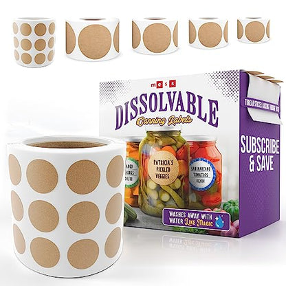 MESS Dissolvable Canning Labels for Jars – 400 Dissolvable Mason Jar Labels - Dissolvable Food Labels for Containers - Jam Homemade Canning Jar Labels Stickers - Removable Mason Jar Labels 2"