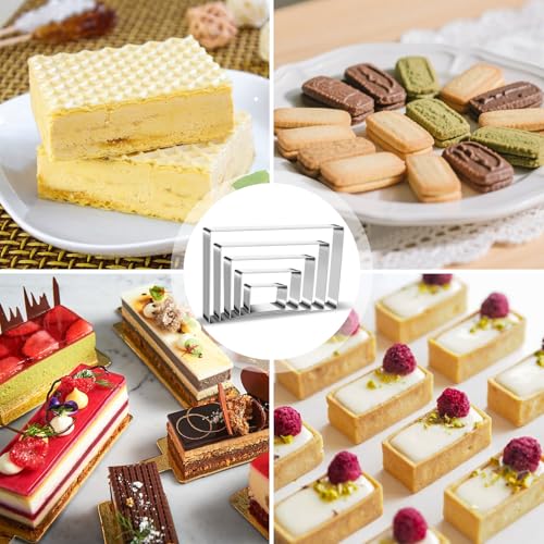 Rectangle Cookie Cutters Egg Biscuit for Kids DIY School Lunchbox Bento Box Fruit Vegetable Sandwich Cutters for Baking Party Christmas Holiday, Pack of 5 - style: Rectangle 5pcs