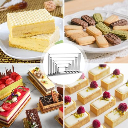 Rectangle Cookie Cutters Egg Biscuit for Kids DIY School Lunchbox Bento Box Fruit Vegetable Sandwich Cutters for Baking Party Christmas Holiday, Pack of 5 - style: Rectangle 5pcs