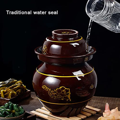 Ceramic Pickle Jar with Lids,Large Traditional Chinese Porcelain Pickle Jar Pickling Jars,Ceramic Fermentation Crock with Water Seal Airlock Lid,Sauerkraut Crock L (Small - size: Small